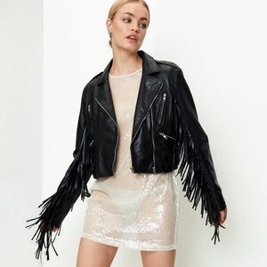 Cropped Western Style Leather Jacket